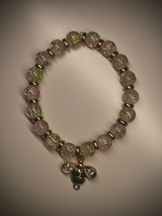 Pink & Green Bee Bracelet
