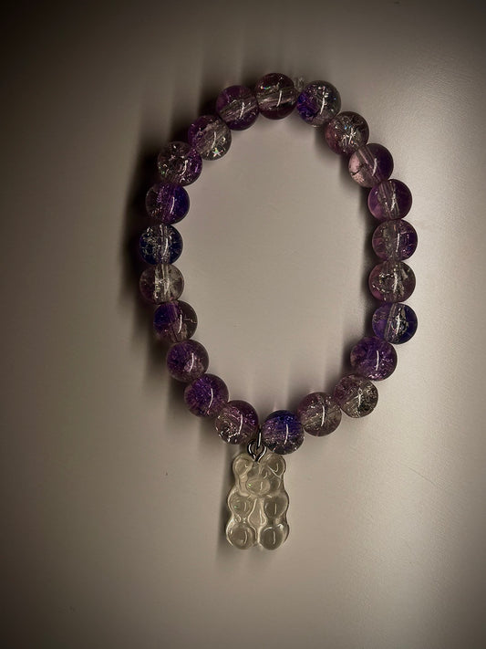 White & Purple Gummy Bear Bracelet
